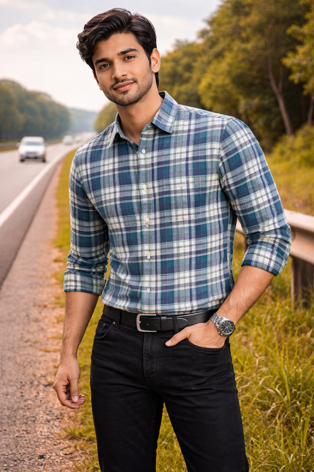 Men’s Premium Cotton Casual Check Shirt