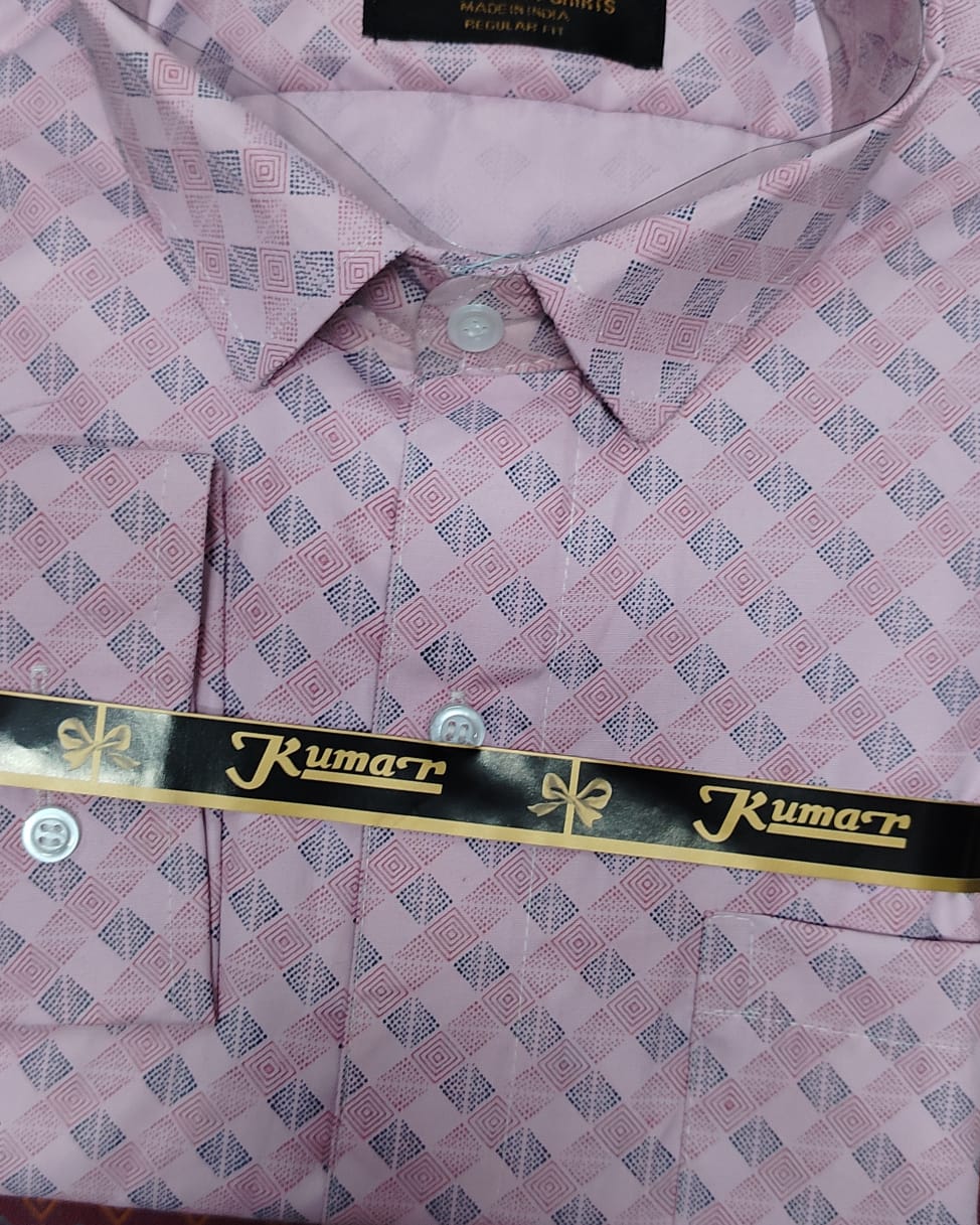 Men Light Pink Printed Full Sleeve Shirt