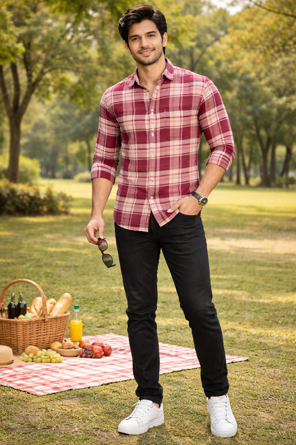 Men’s Premium Cotton Casual Check Shirt