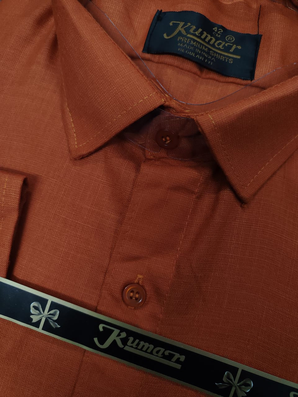Men Orange Full Sleeve Shirt