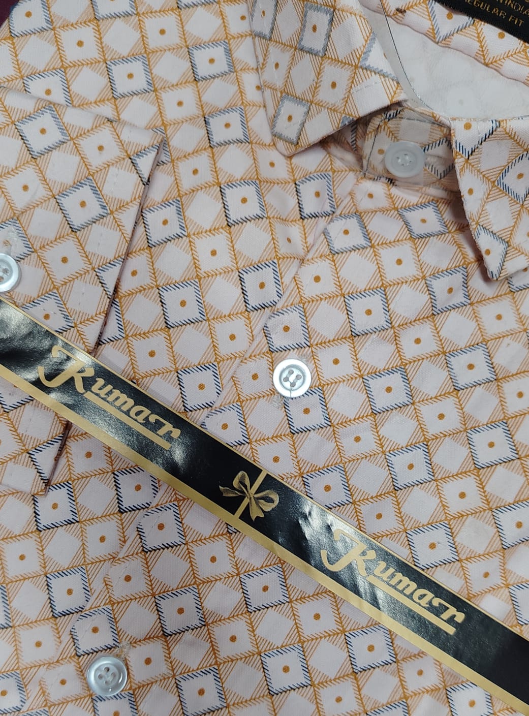 Men Orange Printed Full Sleeve Shirt