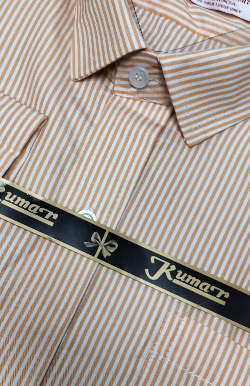 Men’s Orange & White Striped Full Sleeve Cotton Shirt