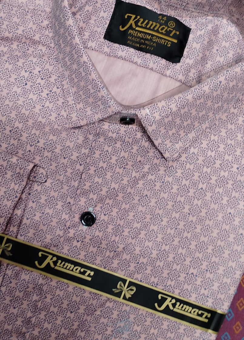 Men Pink Printed Full Sleeve Shirt
