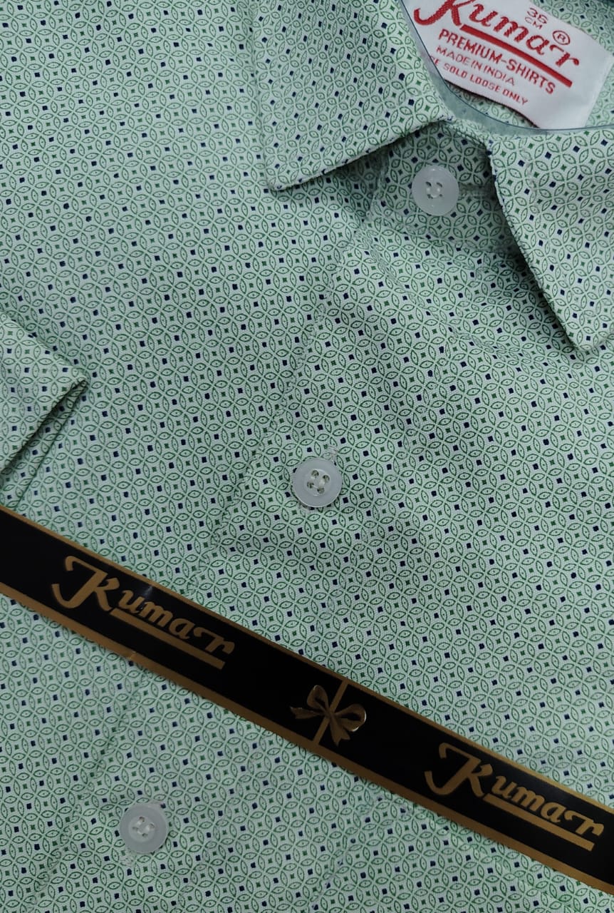 Men’s Light Green Full Sleeve Printed Shirt with Pocket