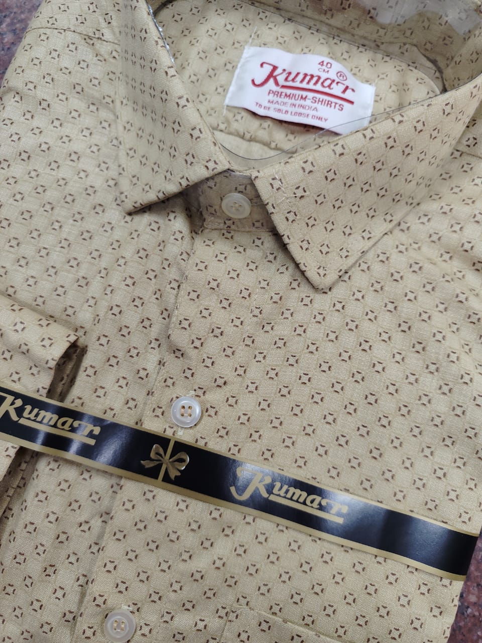 Men’s Light Brown Full Sleeve Printed Shirt with Pocket