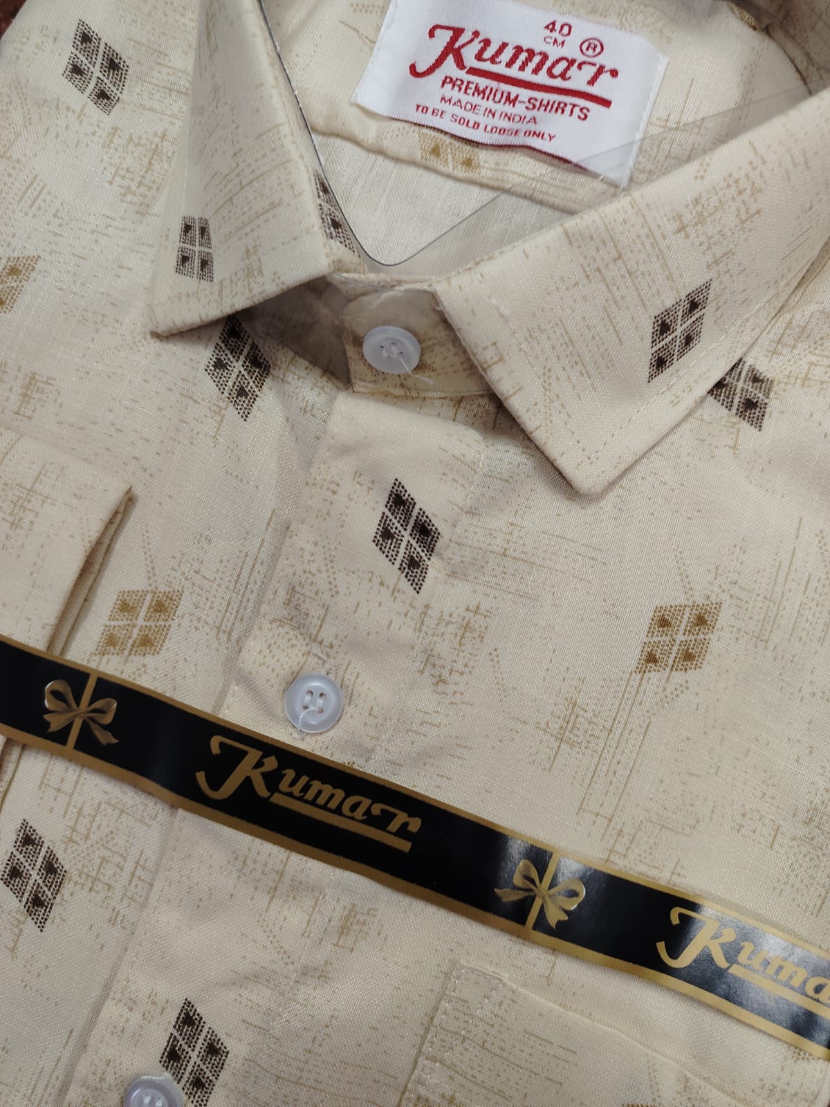 Men’s Light Cream Full Sleeve Printed Shirt with Pocket