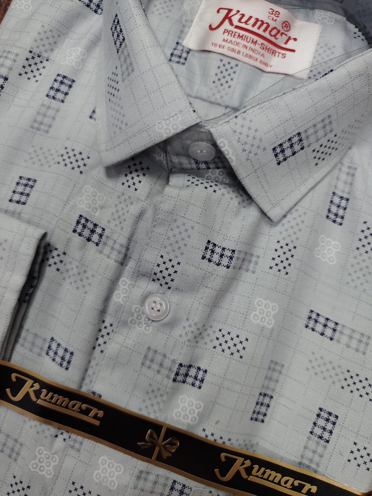 Men’s Light Blue Full Sleeve Printed Shirt with Pocket