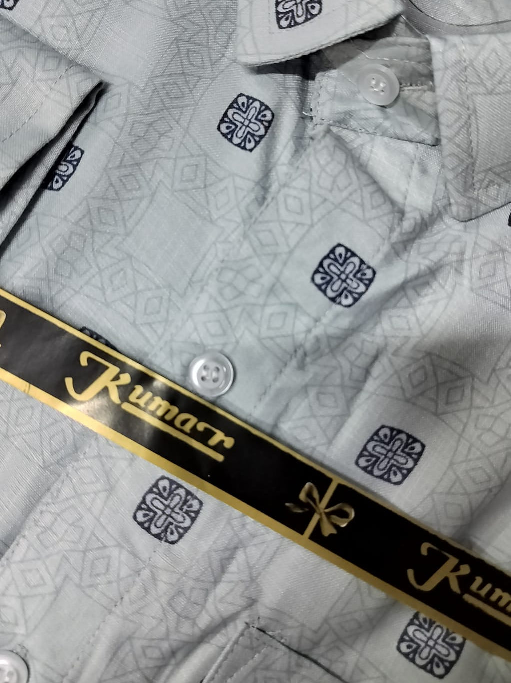 Men’s Blue Full Sleeve Printed Shirt with Pocket