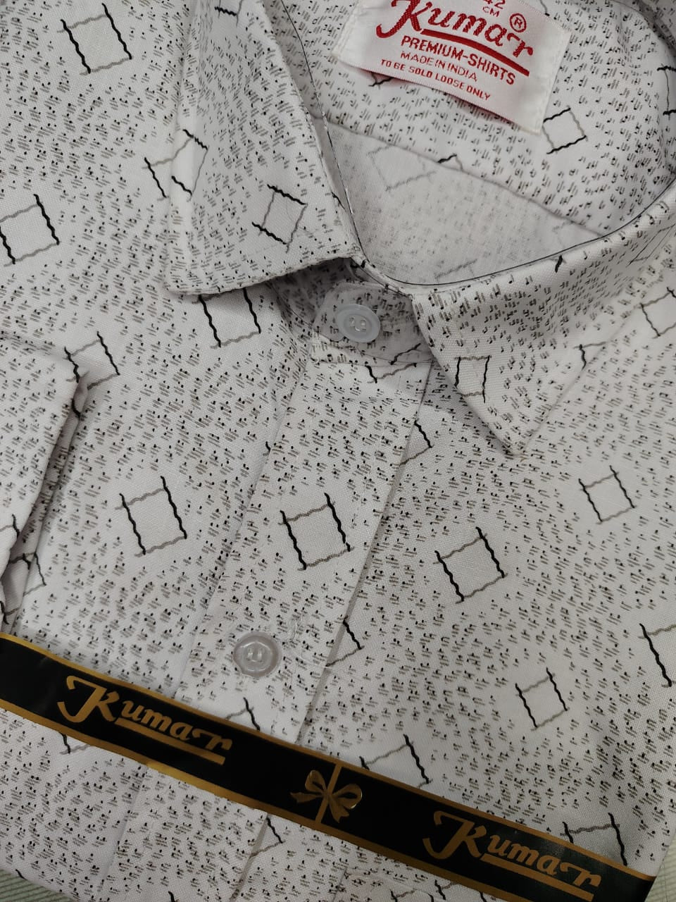 Men’s White Printed Full Sleeve Shirt with Pocket