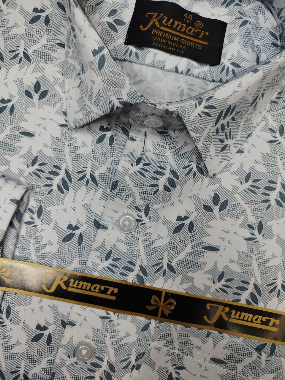 Men’s White & Grey Full Sleeve Shirt with Pocket