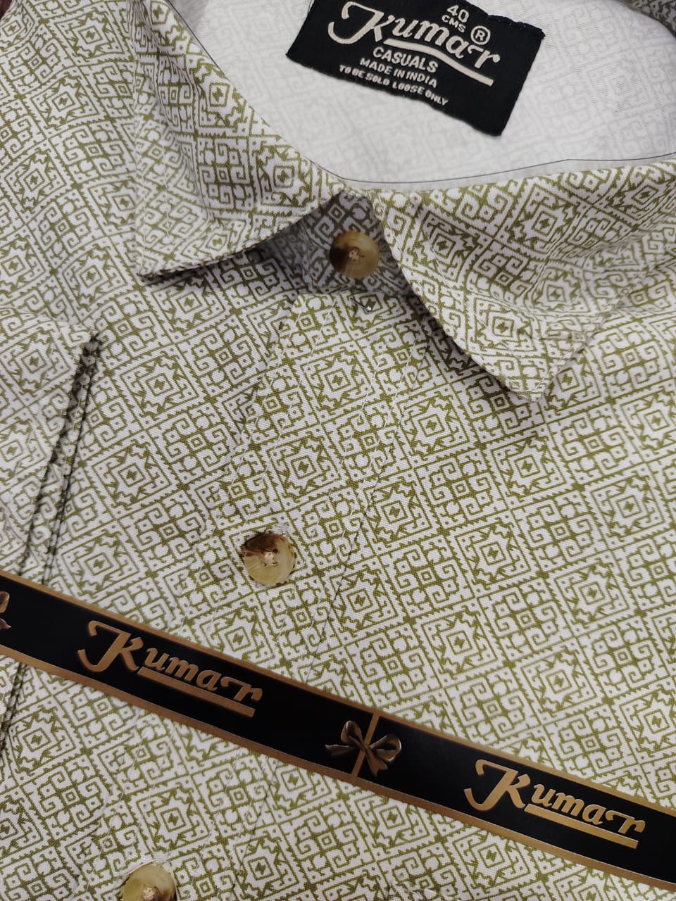 Men’s Green Full Sleeve Printed Casual Shirt with Chest Pocket