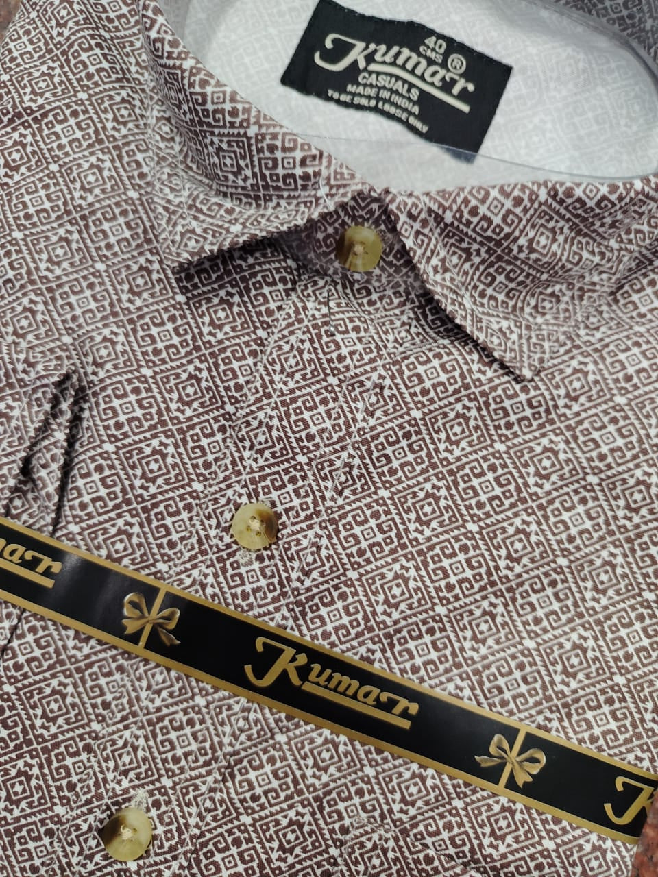 Men’s Maroon Full Sleeve Printed Casual Shirt with Chest Pocket