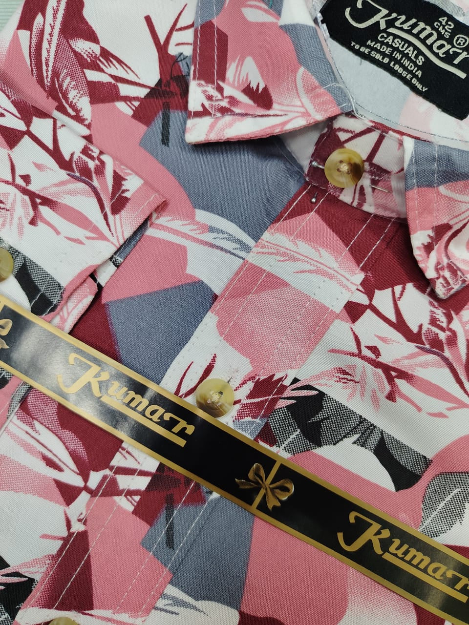 Men’s Maroon & White Full Sleeve Printed Casual Shirt with Chest Pocket