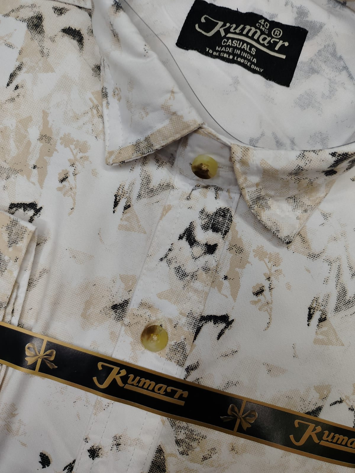 Men’s White & Gray Full Sleeve Printed Casual Shirt with Chest Pocket