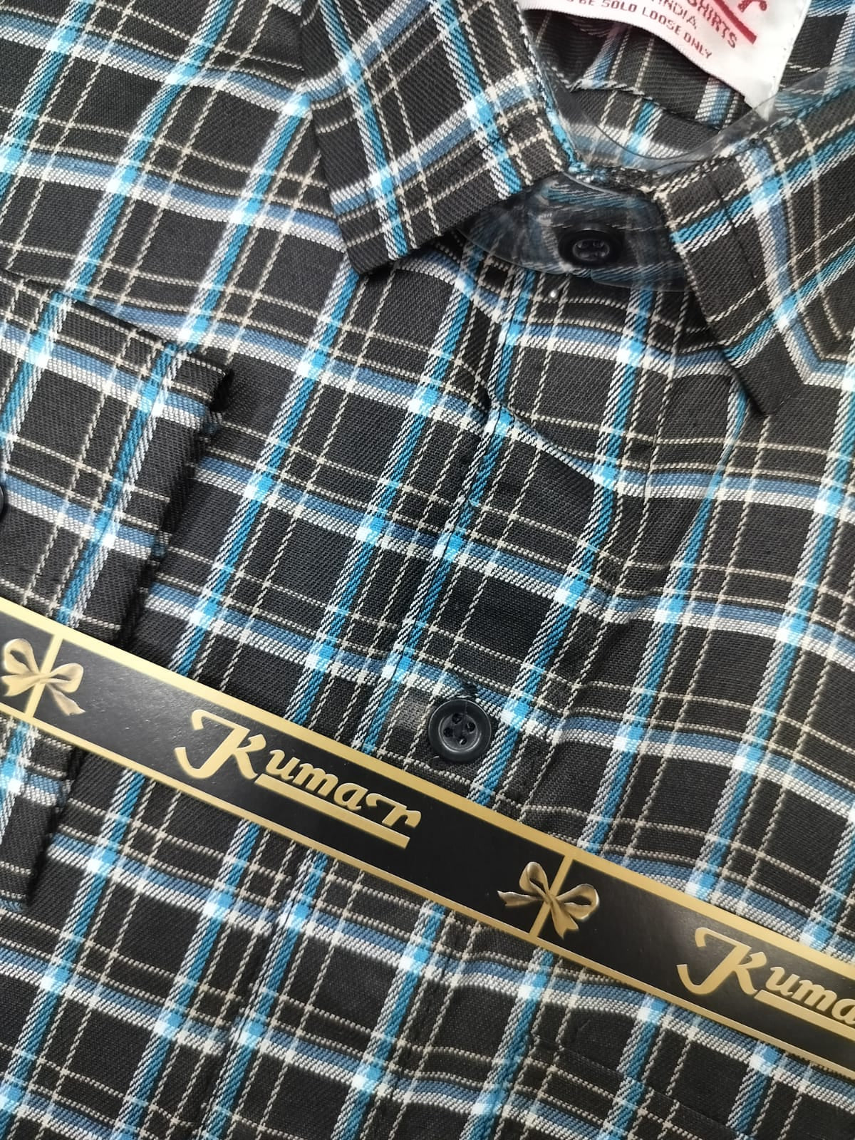 Men’s Black & Blue Full Sleeve Checked Shirt with Chest Pocket