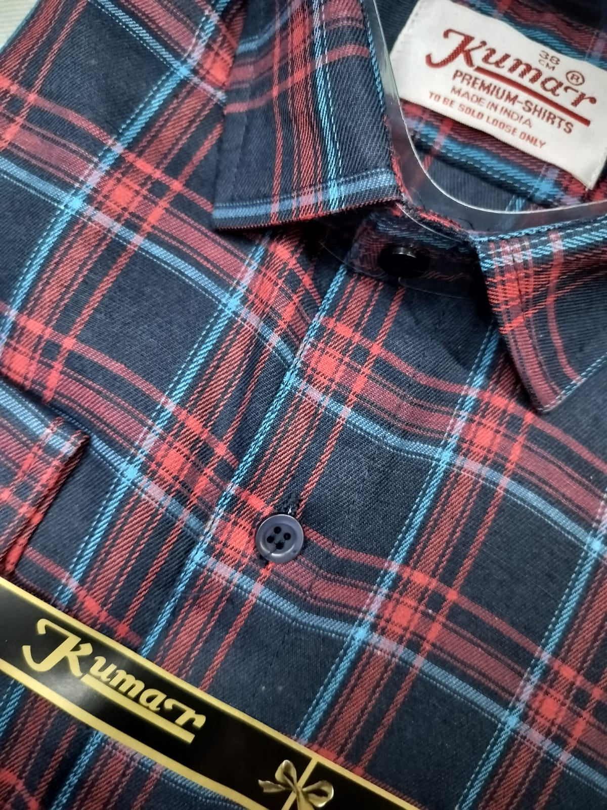 Men’s Red & Black Full Sleeve Checked Shirt with Chest Pocket