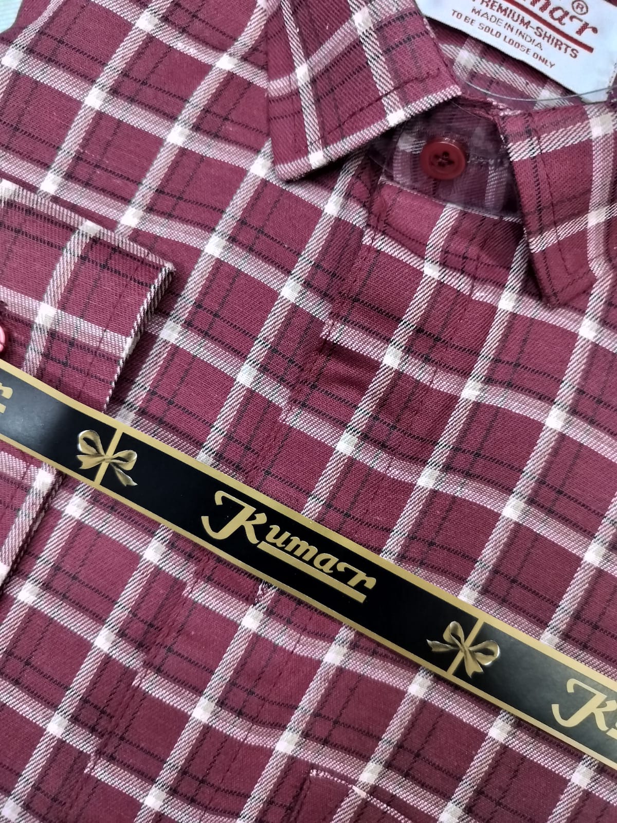 Men’s Red & White Full Sleeve Checked Shirt with Chest Pocket