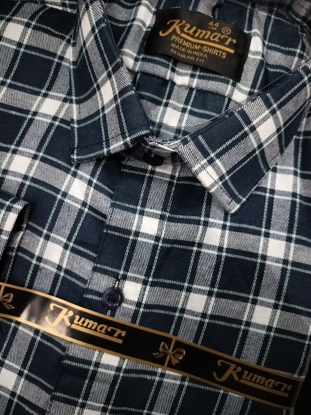 Men’s Navy & Sea Green Checked Full Sleeve Shirt
