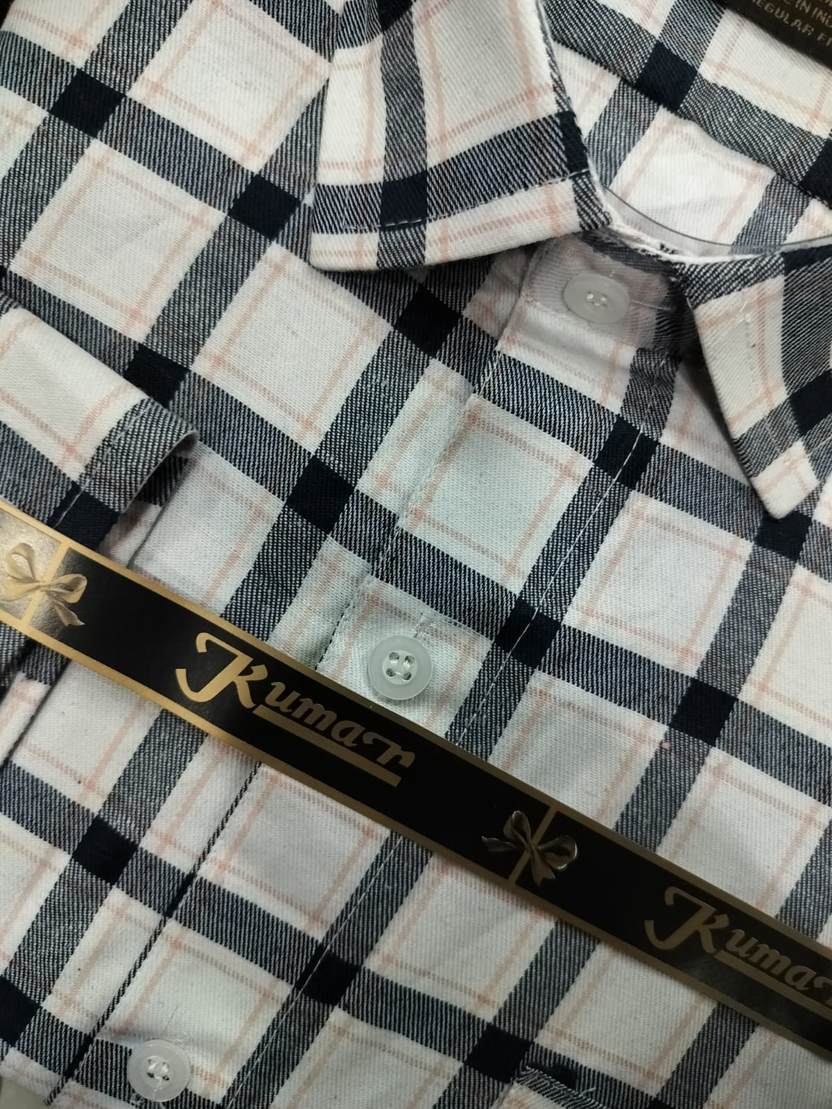 Men’s Navy & Orange Checked Full Sleeve Shirt