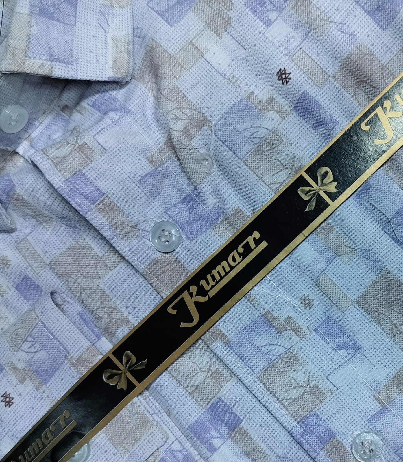 Men’s White & Purple Full Sleeve Printed Casual Shirt with Chest Pocket