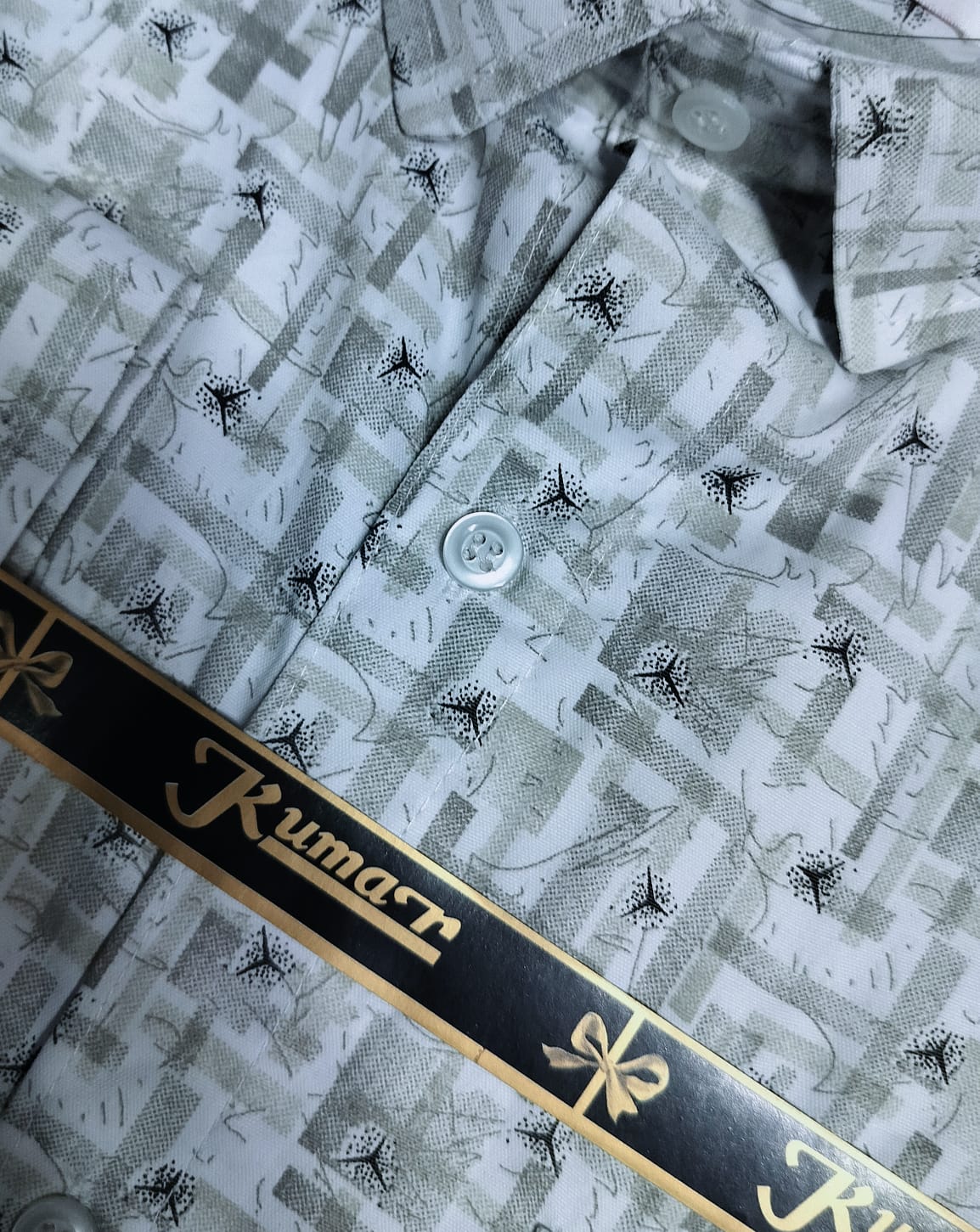 Men’s White & Black Full Sleeve Printed Casual Shirt with Chest Pocket