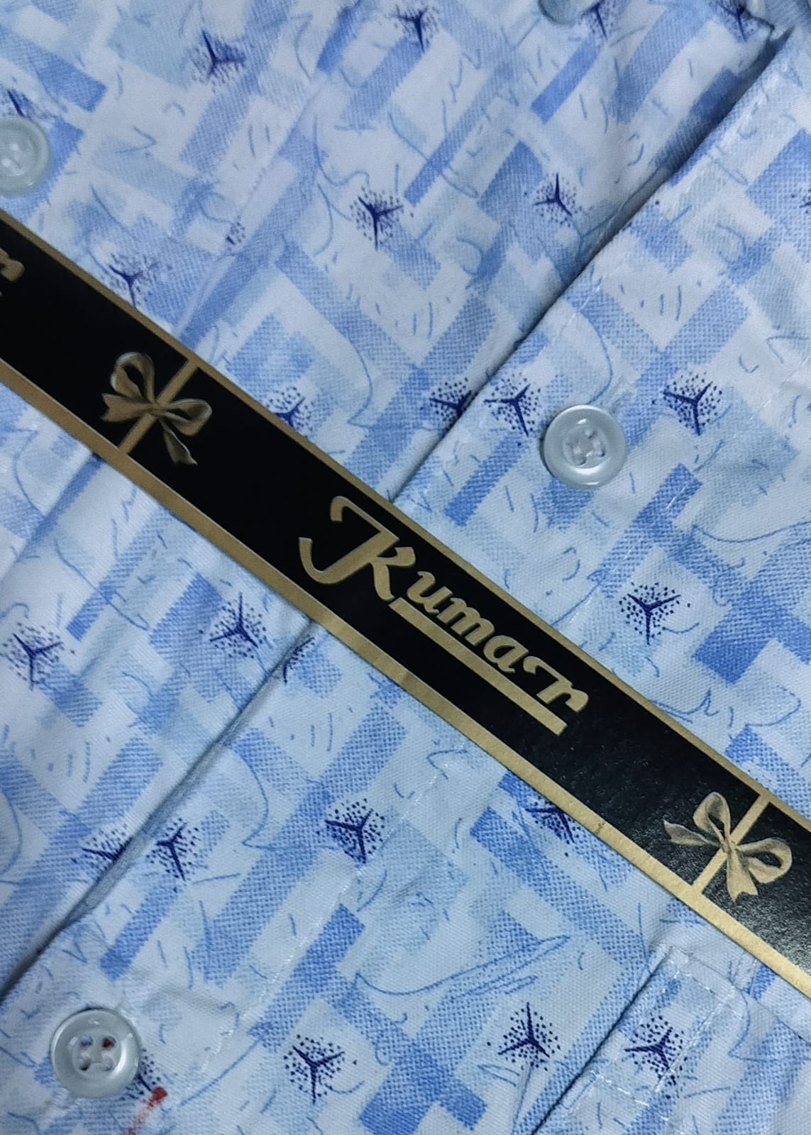 Men’s White & Dark Blue Full Sleeve Printed Casual Shirt with Chest Pocket