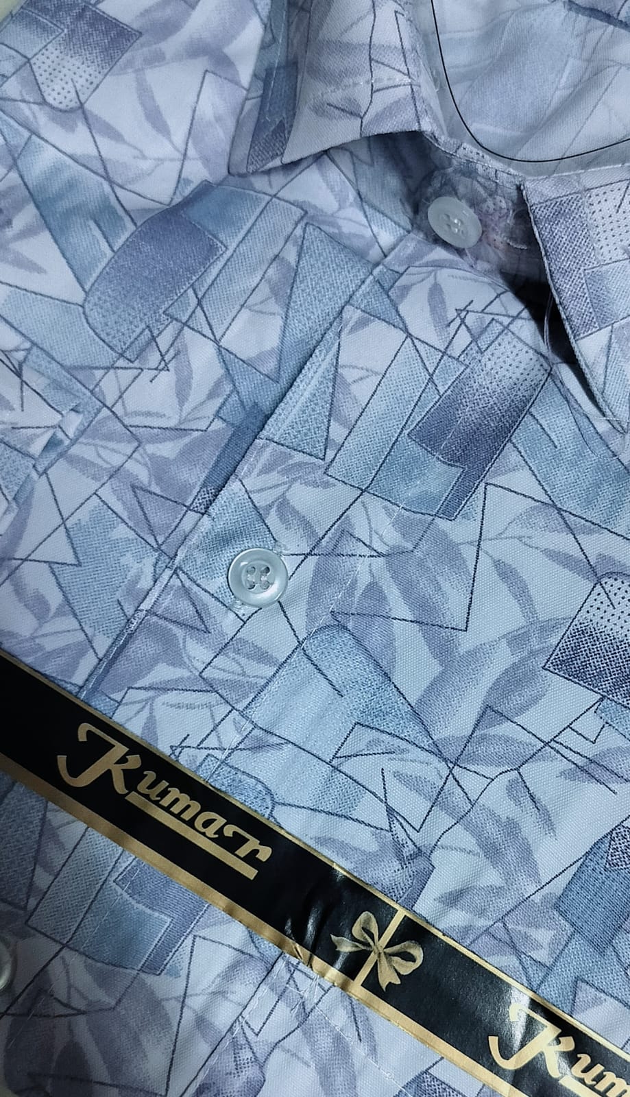 Men’s White & Sky Blue Full Sleeve Printed Casual Shirt with Chest Pocket