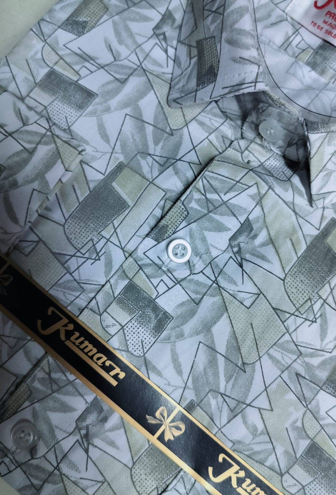 Men’s White & Green Full Sleeve Printed Casual Shirt with Chest Pocket