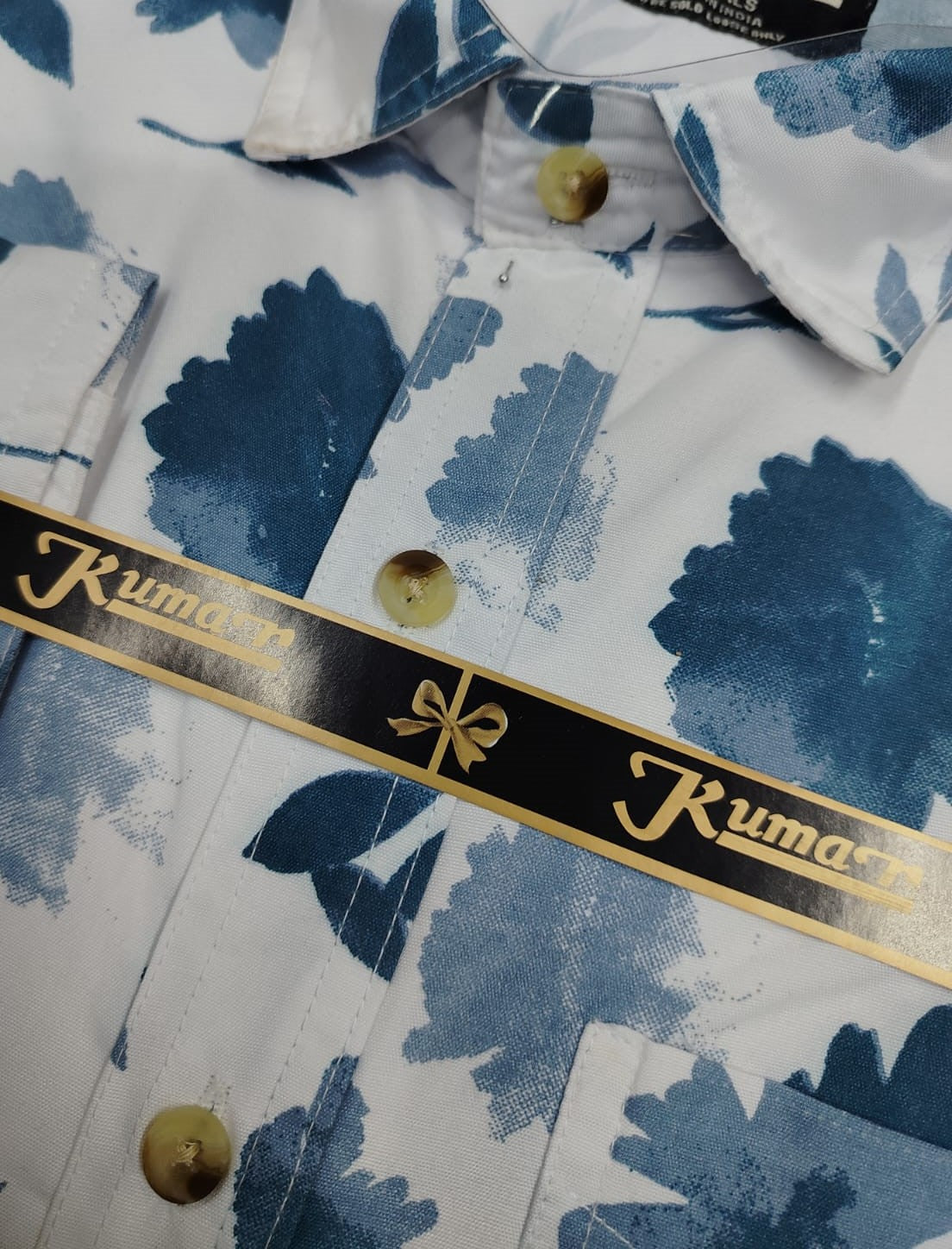 Men’s Premium Leaf Blue Full Sleeve Printed Shirt