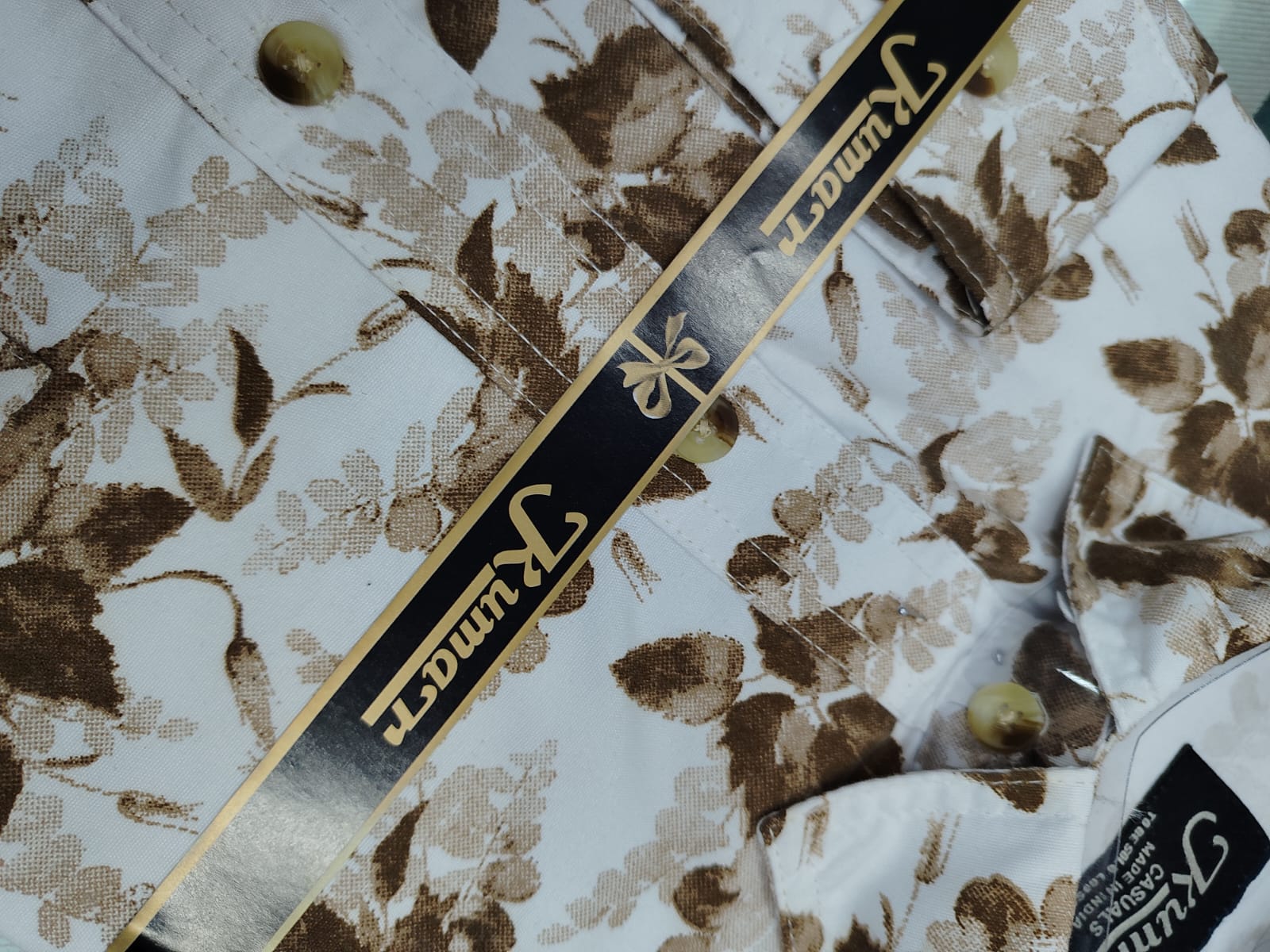 Men’s Premium Leaf Dark Brown Full Sleeve Printed Shirt