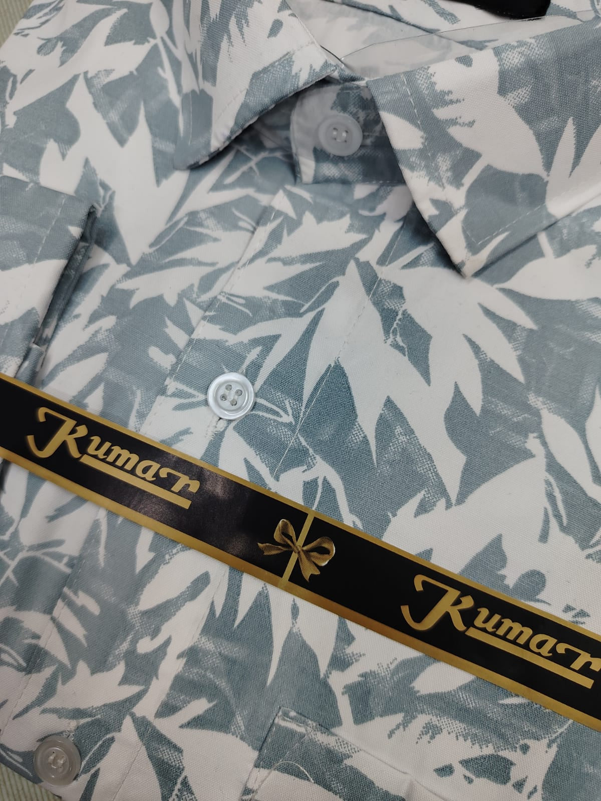 Men’s Premium White & Green Full Sleeve Printed Shirt
