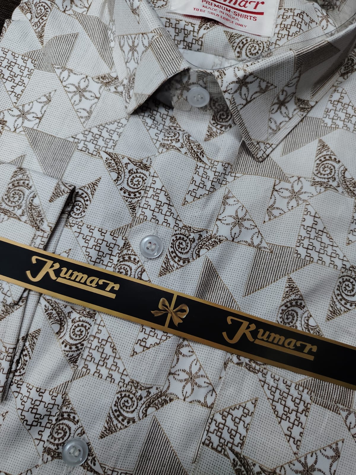 Men’s Brown Premium Full Sleeve Printed Shirt