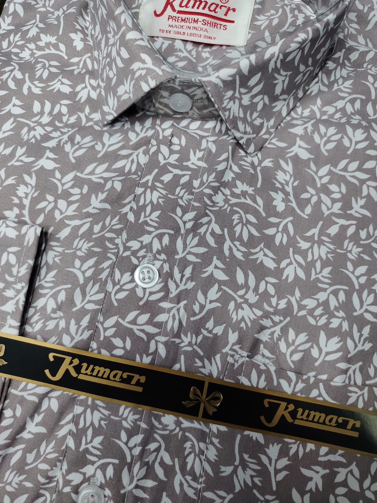 Men’s White & Maroon Premium Full Sleeve Printed Shirt