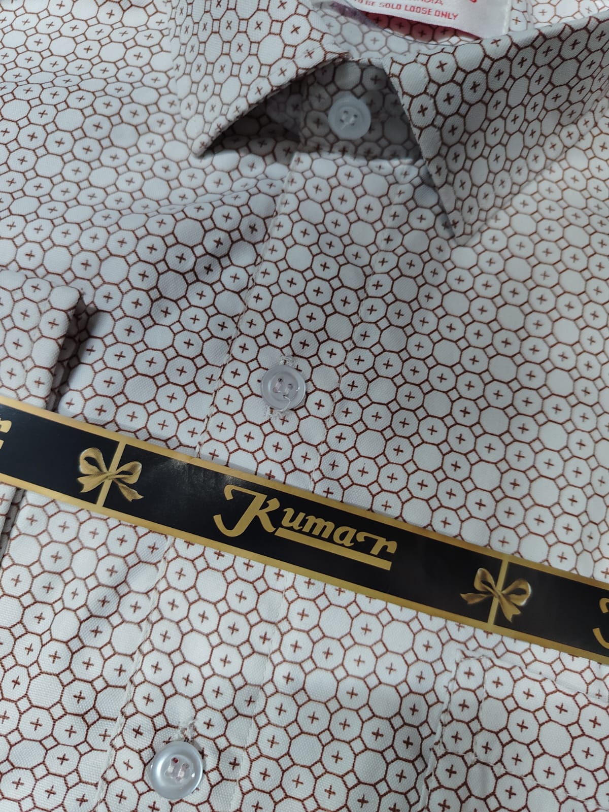 Men’s White & Light Brown Premium Full Sleeve Printed Shirt