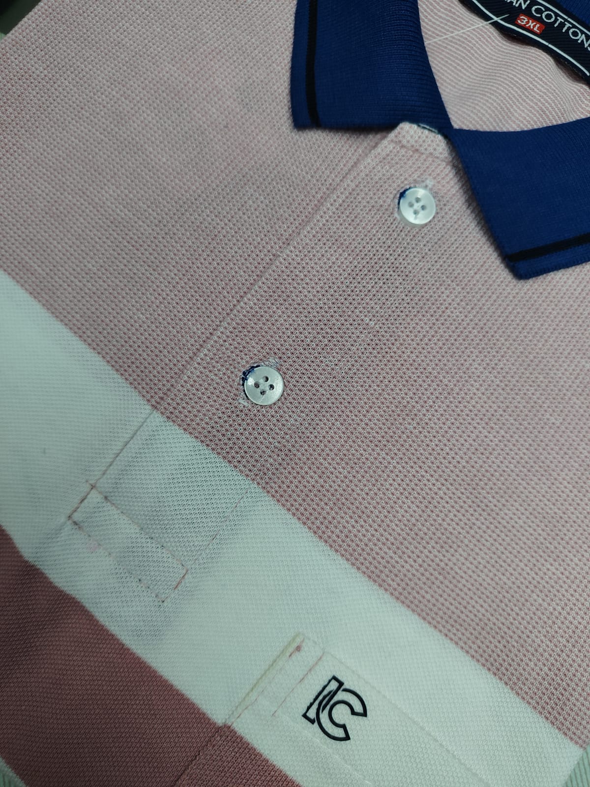 Men’s Pink & White Striped Polo T-Shirt – Half Sleeve Cotton Casual Wear