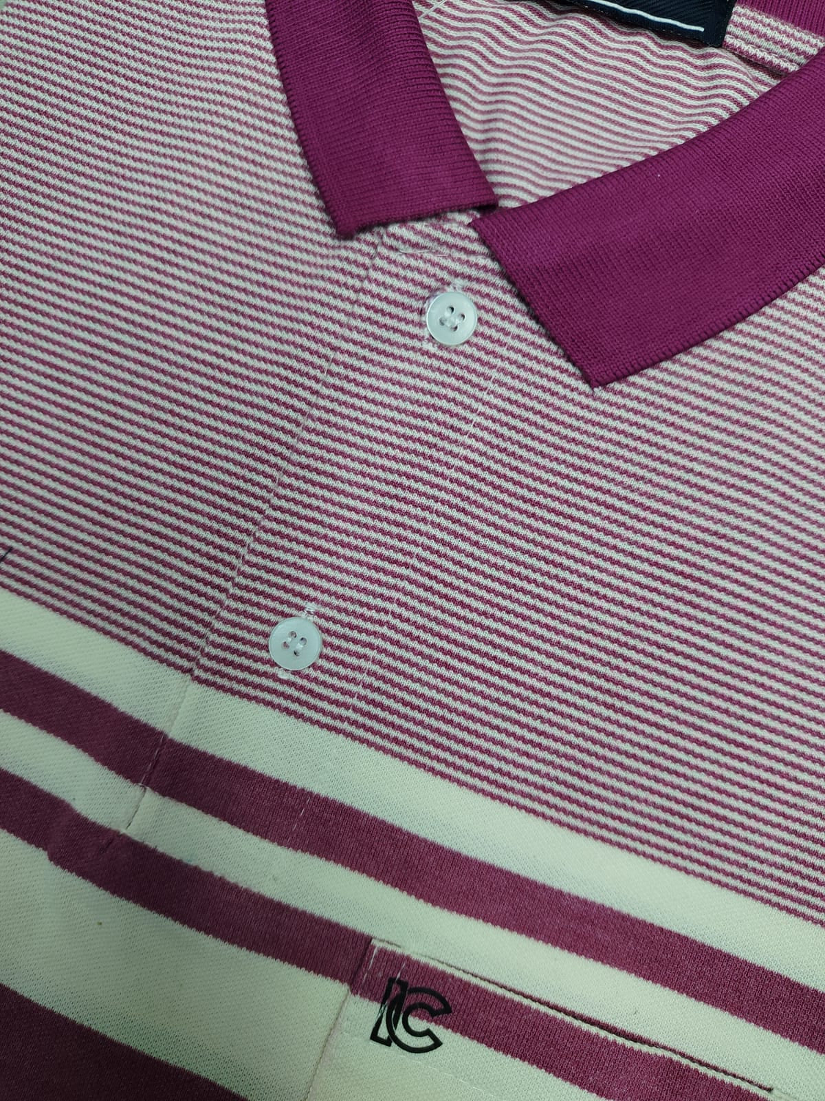 Men’s Pink & White Striped Polo T-Shirt – Half Sleeve Cotton Casual Wear