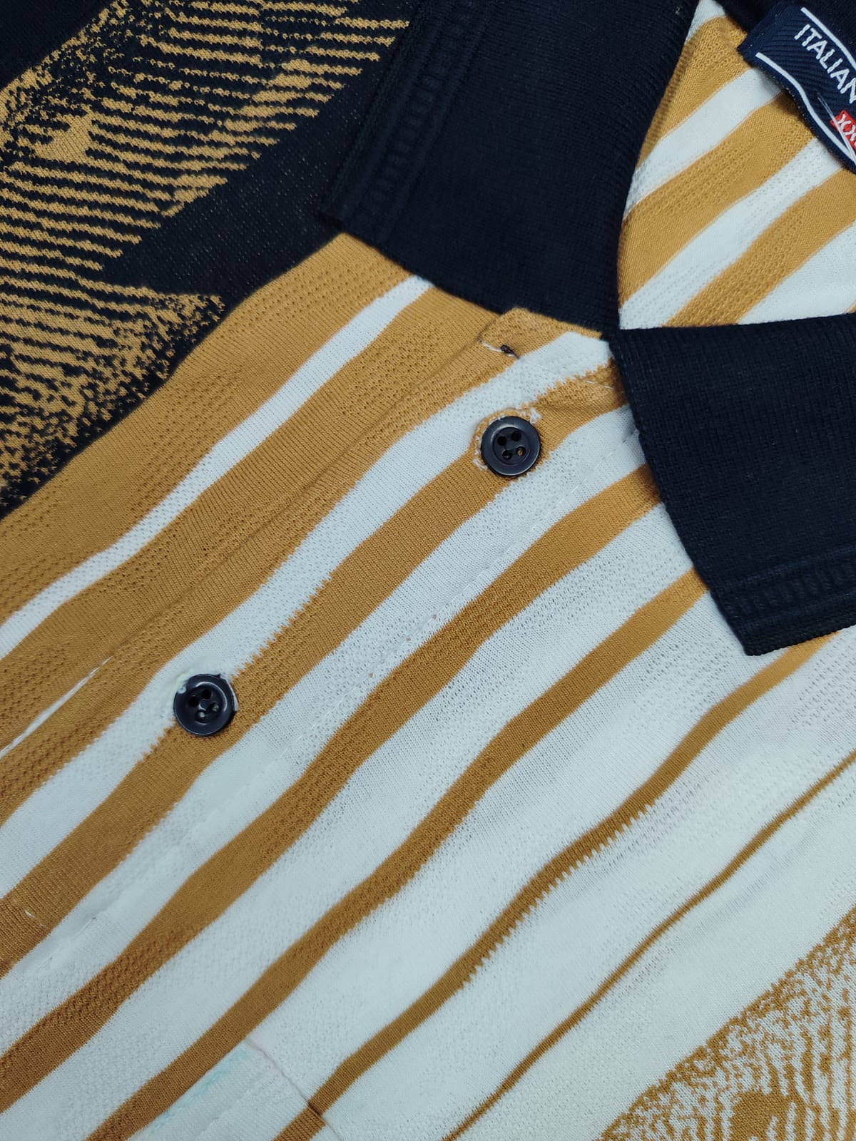 Men’s Brown & White Striped Polo T-Shirt – Half Sleeve Cotton Casual Wear