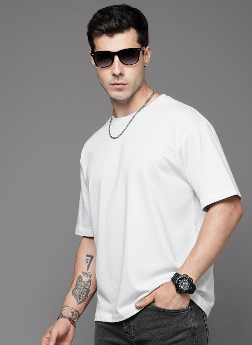 Men’s White Drop Shoulder T-Shirt