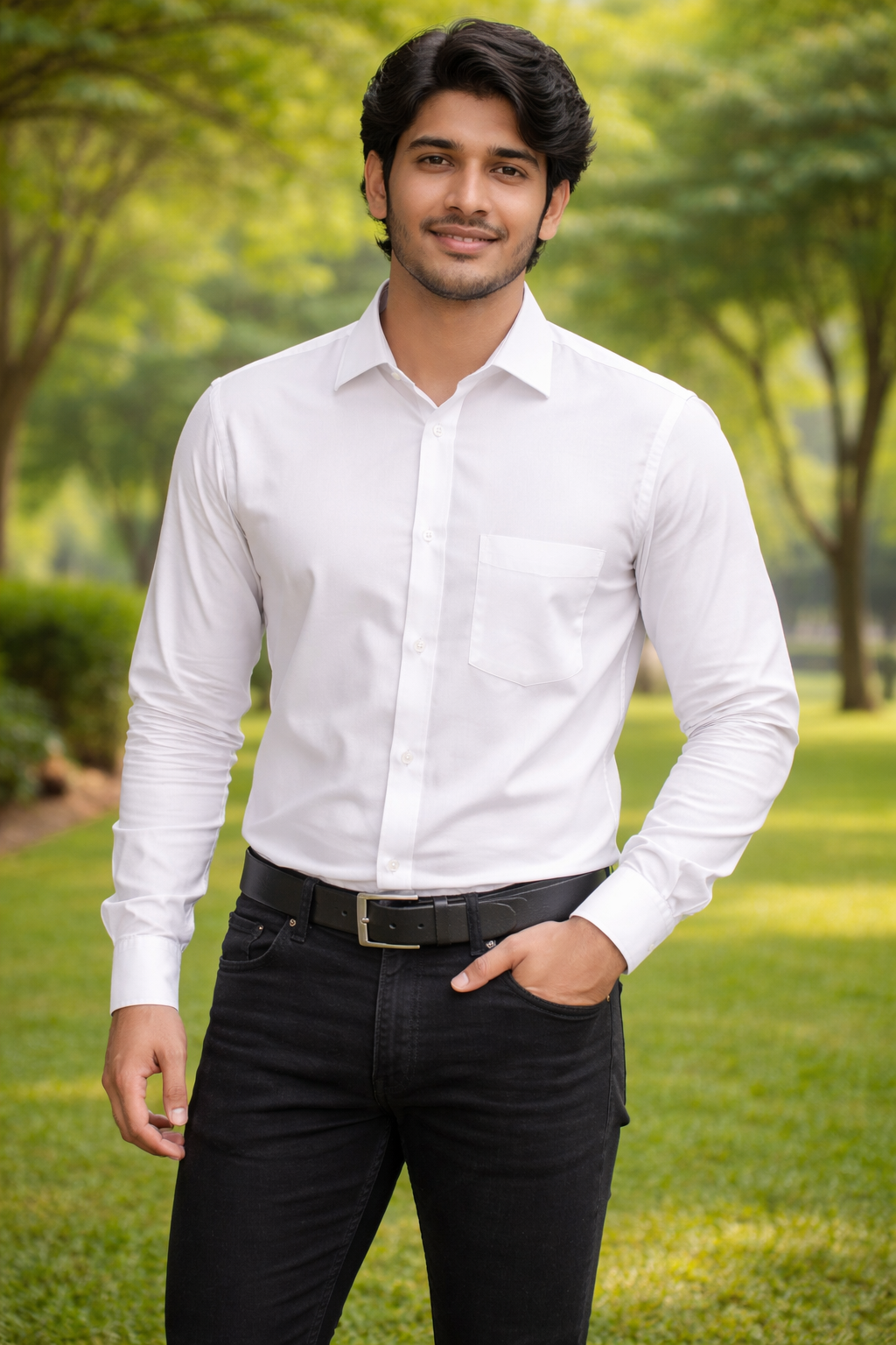 Men White Full Sleeve Shirt