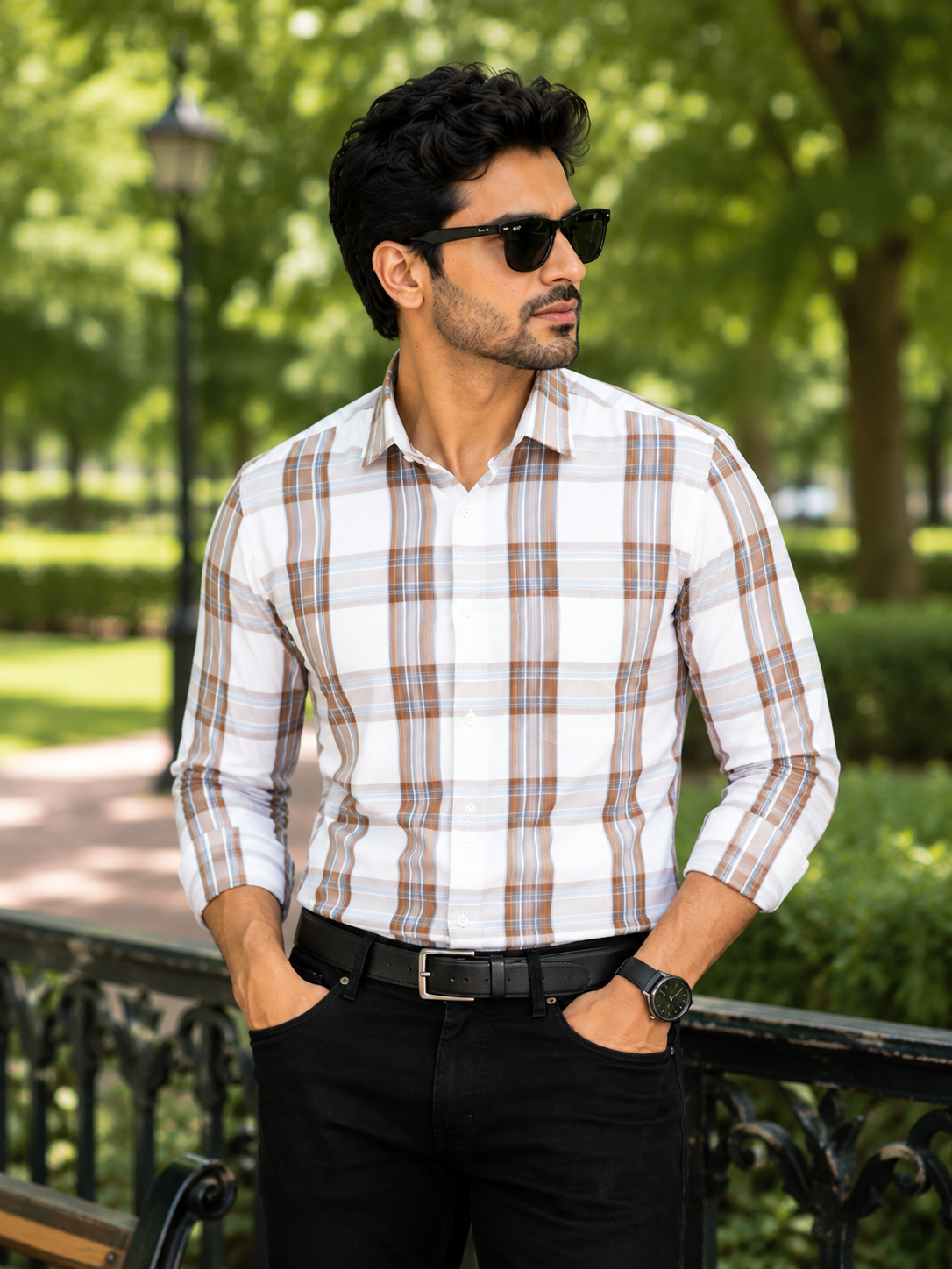 Men’s Checked Brown Full Sleeve Casual Shirt