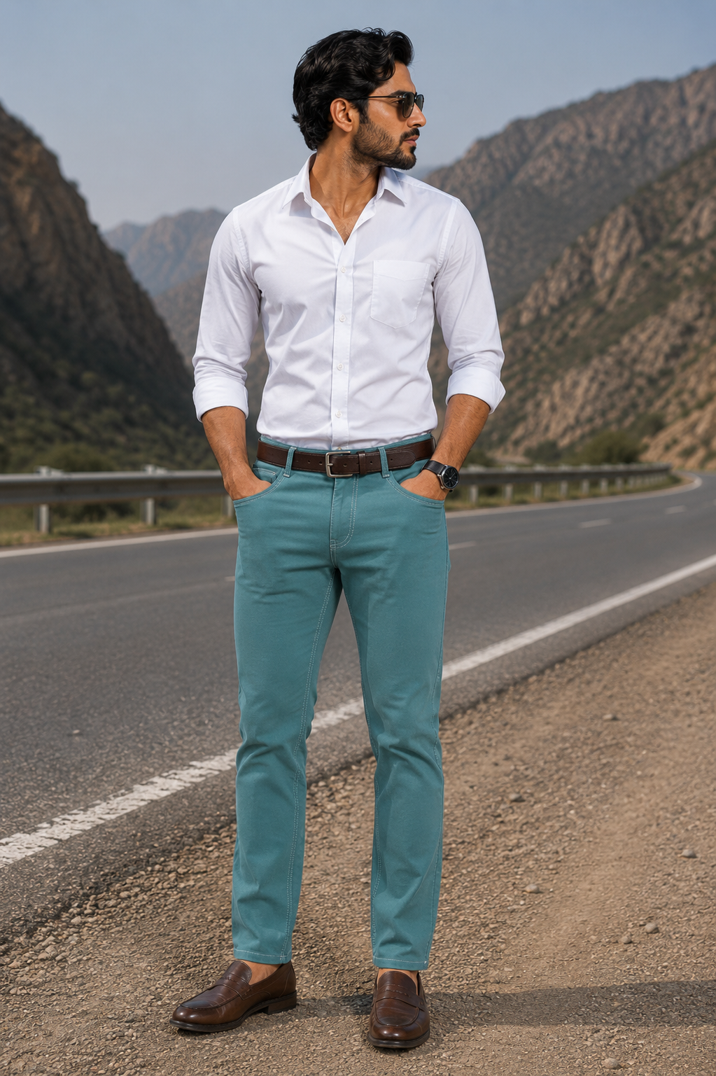 Men's Solid Dark Green Denim Jeans with Premium Finish