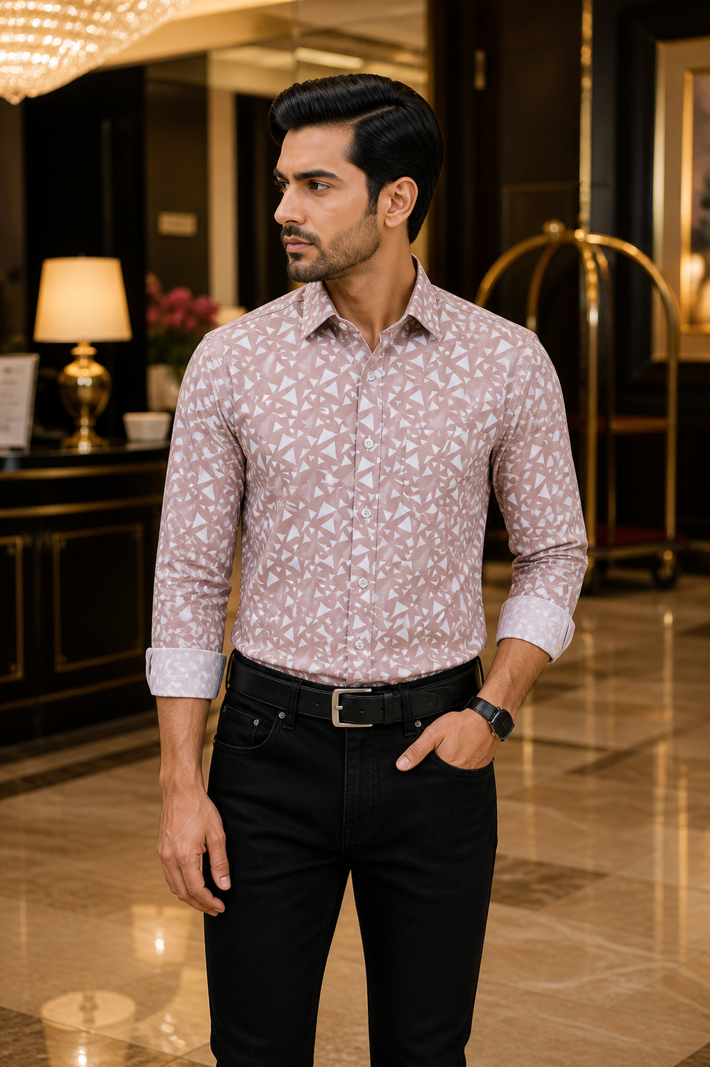 Men’s Maroon Premium Full Sleeve Printed Shirt