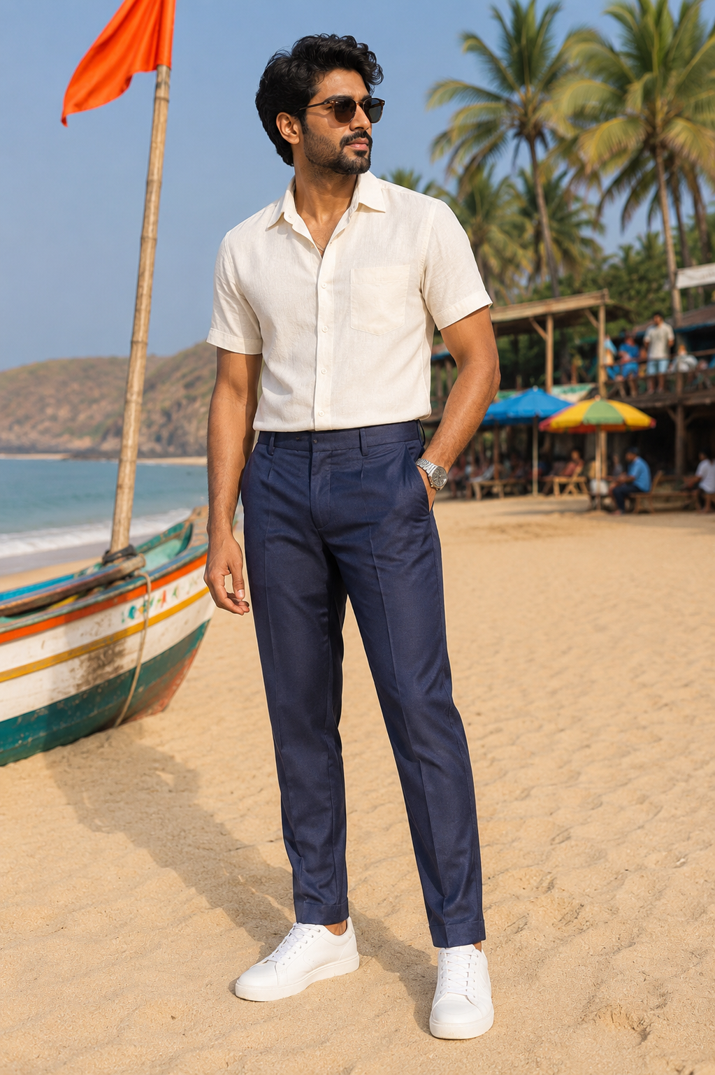 Men's Blue Regular Fit Comfortable Casual Trouser