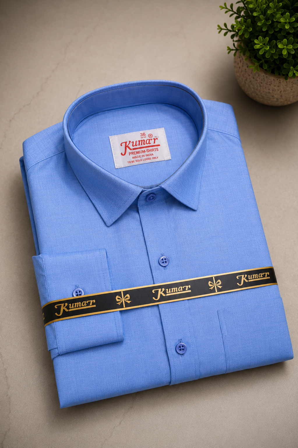 Men's Blue Solid Full Sleeve Cotton Shirt