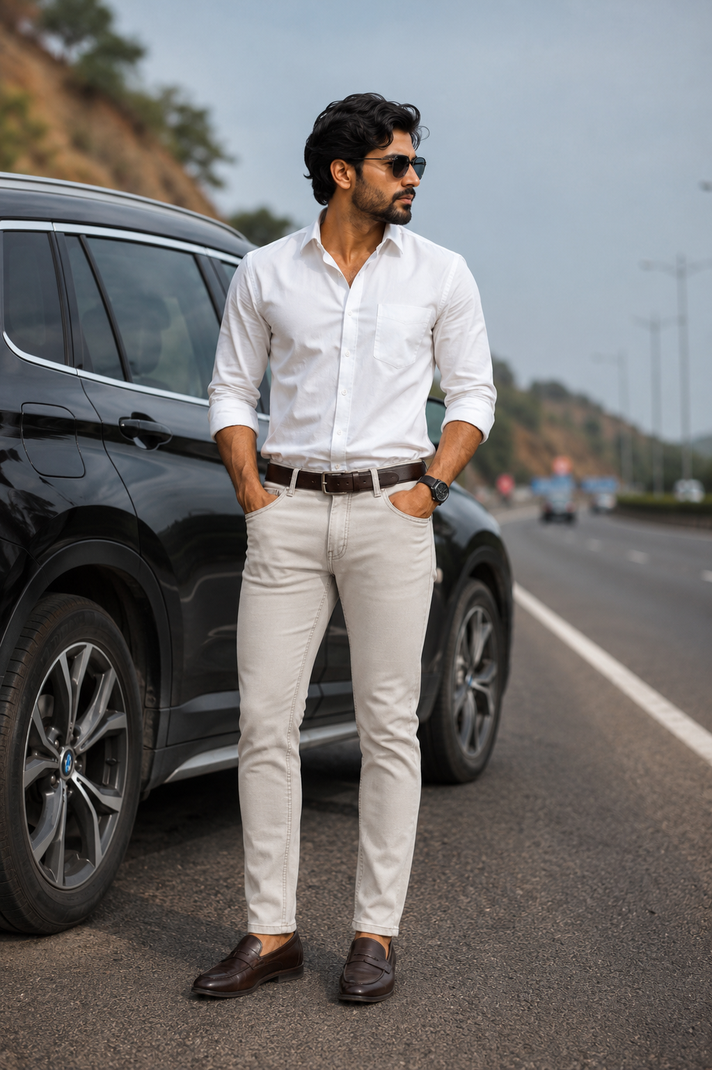 Men's Solid Beige Denim Jeans with Premium Finish