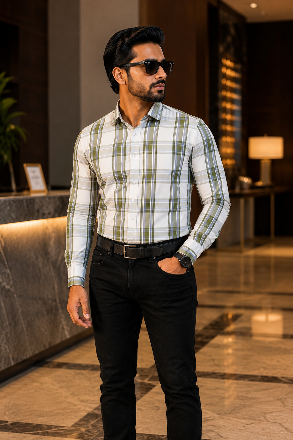 Men’s Checked Green Full Sleeve Casual Shirt