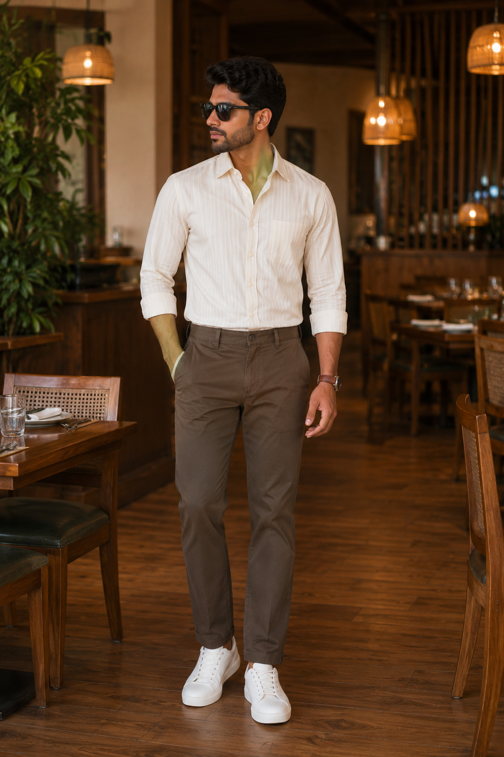 Men's Casual Dark Brown Cotton Jeans – Soft Fabric