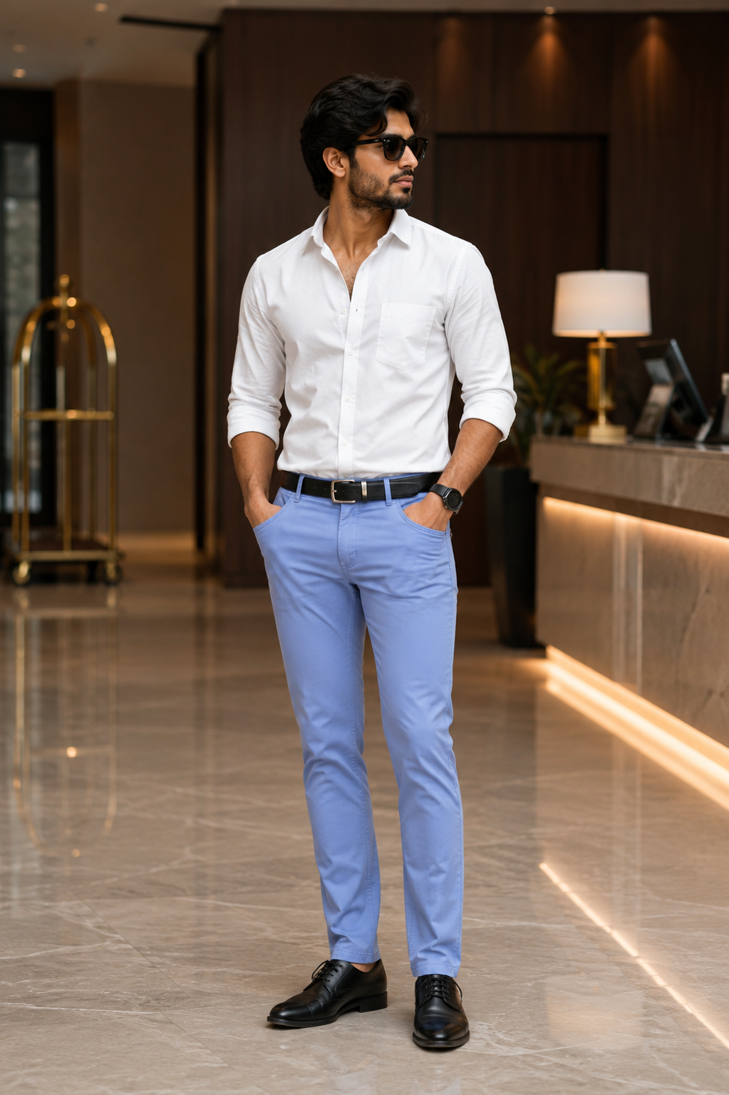 Men's Solid Blue Denim Jeans with Premium Finish