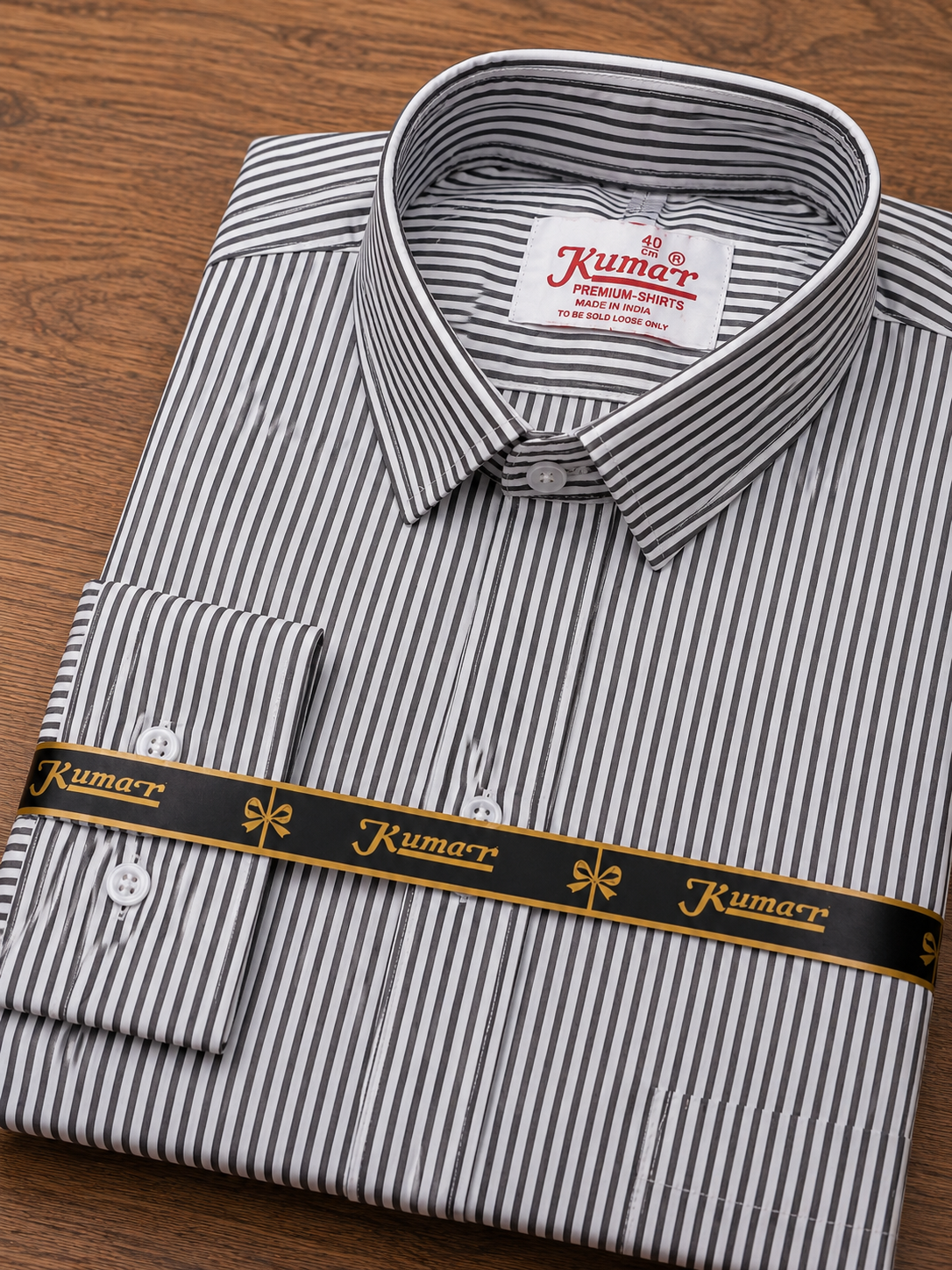 Men’s White & Black Striped Full Sleeve Cotton Shirt