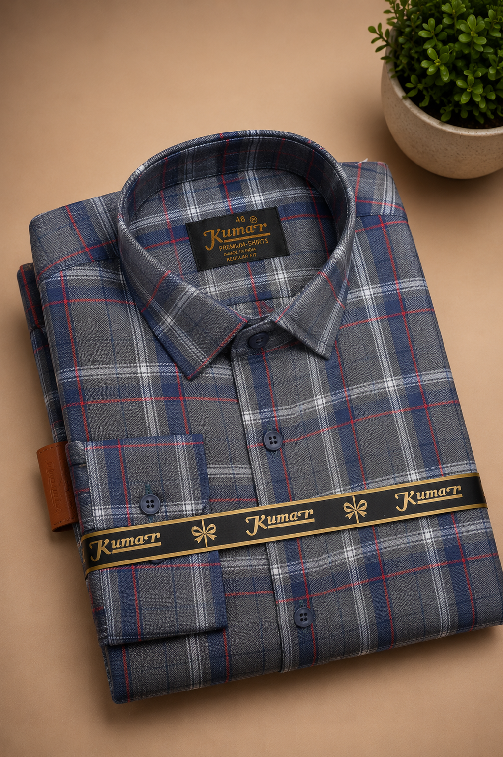 Men's Grey Checked Cotton Casual Shirt